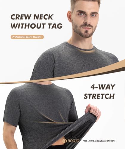 5 Pack Workout Shirts for Men Gym Black Moisture Wicking Quick Dry T Shirts