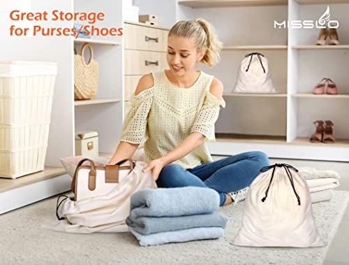 Cotton Breathable Dust-proof Drawstring Storage Pouch Bag (Pack 3 M)