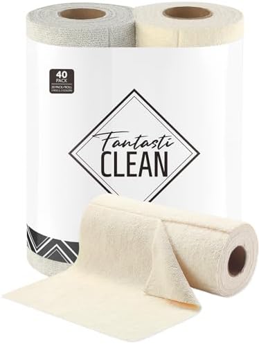 Kitchen Towels Roll, 40 Sheets, 10''x 10'' (Beige, Grayish)