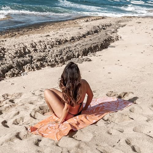 2 Pack Microfiber Beach Towel, Quick Dry Travel Towel Large Sand Free Towel for Beach, Camping, Swim Pool, Gym, Sports& Yoga 71"x32", Palm