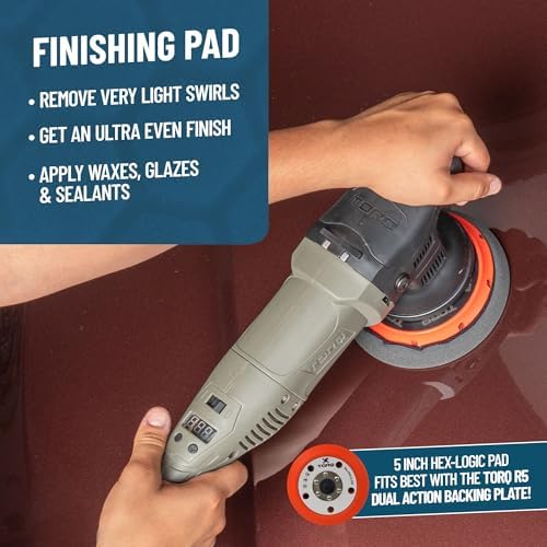 Hex-Logic Finishing Foam Pad, Black, 5.5 in for 5 in, 3 Pack