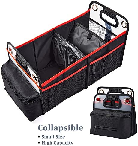 Car Trunk Organizer, Collapsible SUV Storage with Insulated Drinks Holder