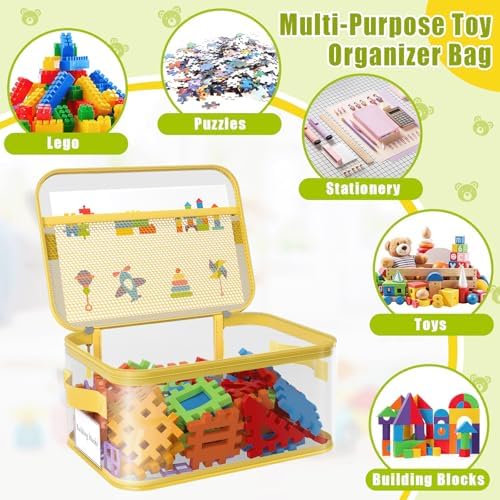 8 Packs Large Clear Toy Storage Bags with Double Zipper & Handles, L
