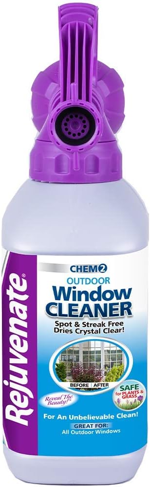 Rejuvenate Dual System Outdoor Window Cleaner & House Siding Cleaner with Hose-End Attachment 32 Fl Oz (Pack of 2)