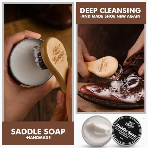 Leather Boot Care Kit – Mink Oil, Saddle Soap for Leather, Shoe Brush, Waterproof Wax, Leather Cleaner and Conditioner