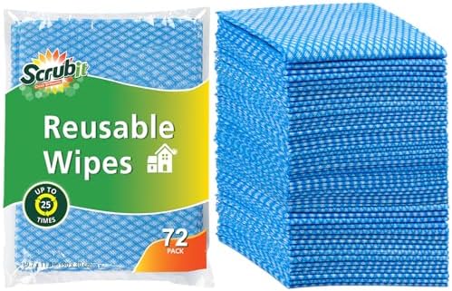 Reusable Cleaning Wipes, Handy Wipes for Kitchen and Office - Dish Cloths for Washing Dishes - Multi Purpose Disposable Cleaning Towels (12 x 20 in) 72 Pack (Blue)