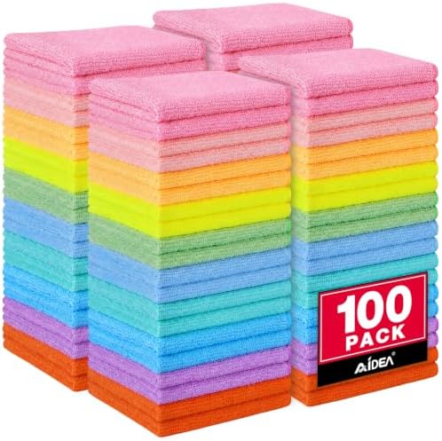 Microfiber Cleaning Cloth, 100PK, Cleaning Rags, 11.5"×11.5"