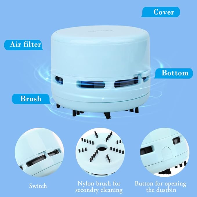 Desktop Vacuum Cleaner,Mini Hand Held Vacuum for Desk,Mini Table dust Sweeper for Keyboard, Car, Home,Office Tech Gadgets Accessories