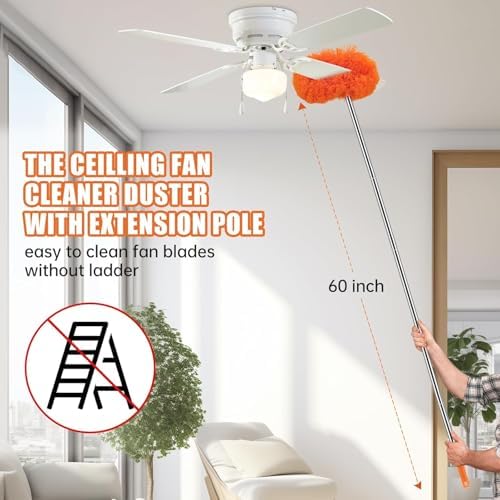 Ceiling Fan Cleaner Duster Kit with 60" Extension Pole, 14 PCS