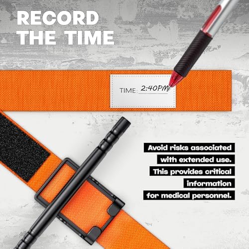 Qen Tourniquet for Severe Bleeding Control, Gear for First Aid Kits and Tourniquet Kits, Suitable for Emergencies, One-Handed Operation (Orange)