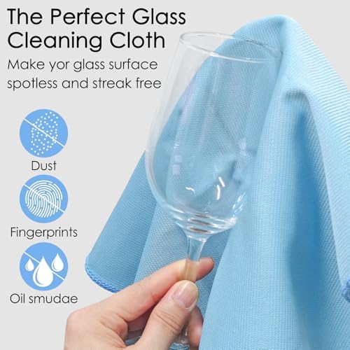 12 Pack Microfiber Glass Cleaning Cloth 16 Inch X 16 Inch Polishing Cloths Glass Cleaning Towel Lint Free Cloth for Cleaning Windows, Glasses, Mirrors, Windshields, Stainless Steel