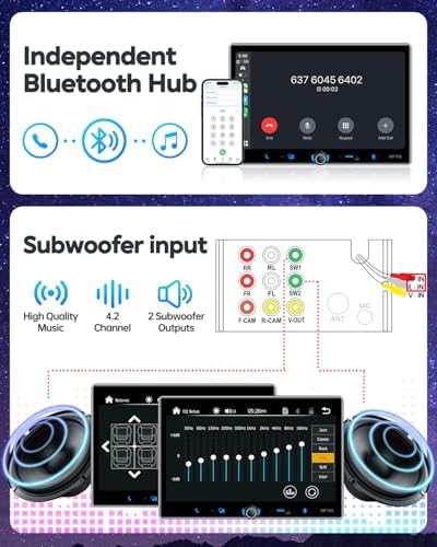 Single Din Car Stereo Wireless Apple Carplay Android Auto Radio, 10.1" Car Play Touch Screen, Bluetooth 5.3 Car Audio Receiver, 4.2 Channel 240W, Subwoofers, Backup Camera, Navigation, FM/AM, SWC