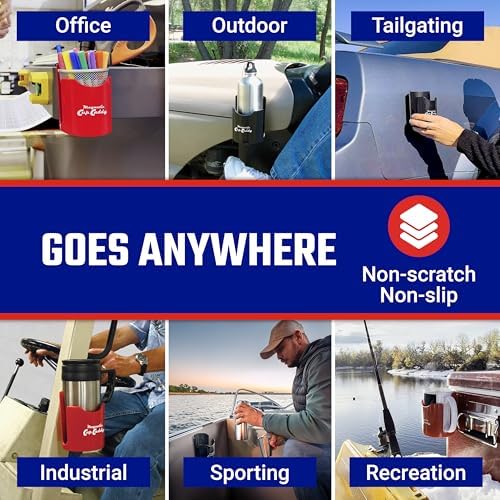 Magnetic Cup Holder - Caddy for Bottles, Glasses, and Cans - Fits on Fridge, Lawnmower, Forklift, Cart, or Ladder - Heavy-Duty Magnet