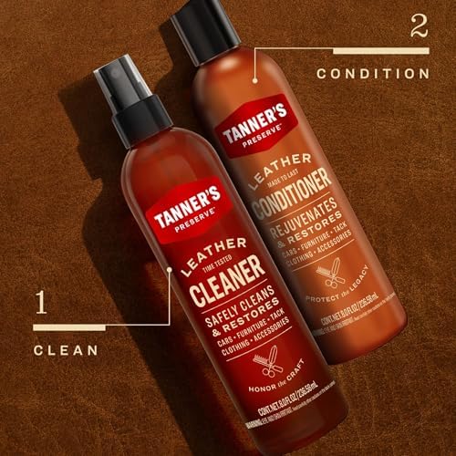 Leather Cleaner & Conditioner Duo Pack, Cleans, Rejuvinates & Restores Finished Leather, Use for Cars, Furniture & More, 2X 8 Fl Oz