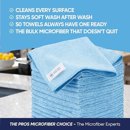 12" x 12" Cleaning Cloths (50 Pack) - Reusable Towels, Wash Rags, Dust Cloth, All-Purpose: Kitchen, Dish, Cars, Shop, Glass (Green)