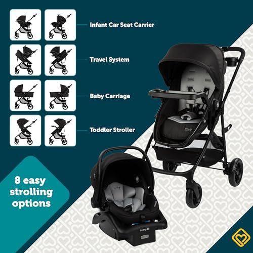 Grow and Go Flex 8-in-1 Car Seat Stroller Combo, Baby Stroller Travel Systems for Infants 4-30 lbs, Stroller and Carseat Combo Set, Foundry