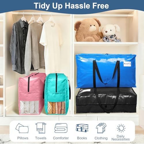 3Pcs Extra Large Heavy Duty Moving Bags with Reinforced Zippers & Handles