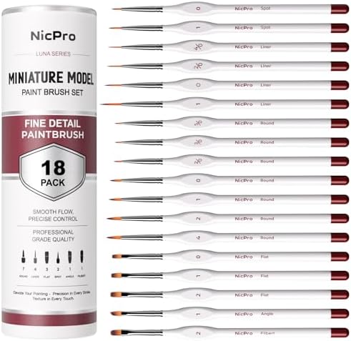 18 PCS Miniature Paint Brushes, Micro Model Detail Paint Brush Set