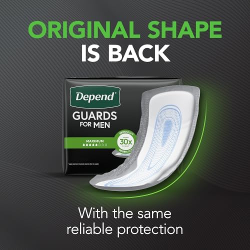 Depend Original Guards Incontinence Pads for Men, Maximum Absorbency, 52 ct