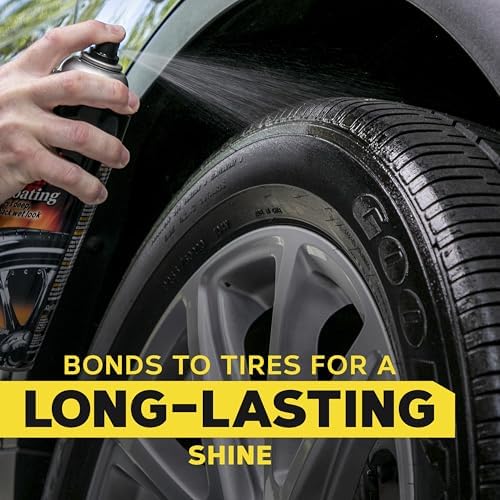 Hot Shine High Gloss Tire Coating, 6 Pack (6 x 15 oz = 90 oz Total) Aerosol Tire Shine Spray for Deep Black Wet Look Tires on Cars Trucks and SUVs After Car Wash Detailing
