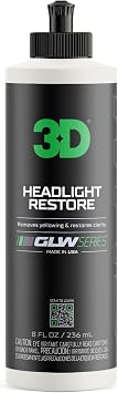3D GLW Series Headlight Restore – 2-Step Kit Removes Oxidation, Scratches & Yellowing | UV Protection for Clear Headligh