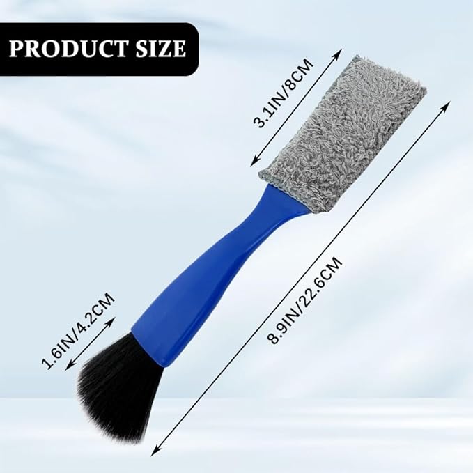 Universal 2 in 1 Duster for Car Clean, Car Vent Cleaner, Double Head Brush, Car Cleaning Accessories Interior Washing Brush Fit for Vehicle Dashboard Screen, Air Conditioning, Computer (Blue)