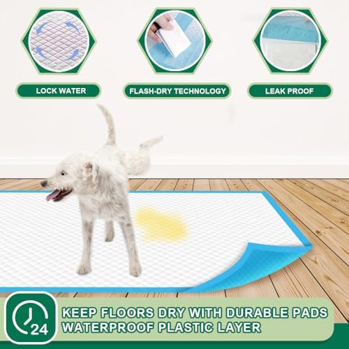 Puppy Pads 22"x23" 100 Count | 6-Layer Leak-Proof & Super Absorbent Dog Training Pads | Disposable Potty Pads for Puppies, Dogs, Cats & Rabbits | Blue & White
