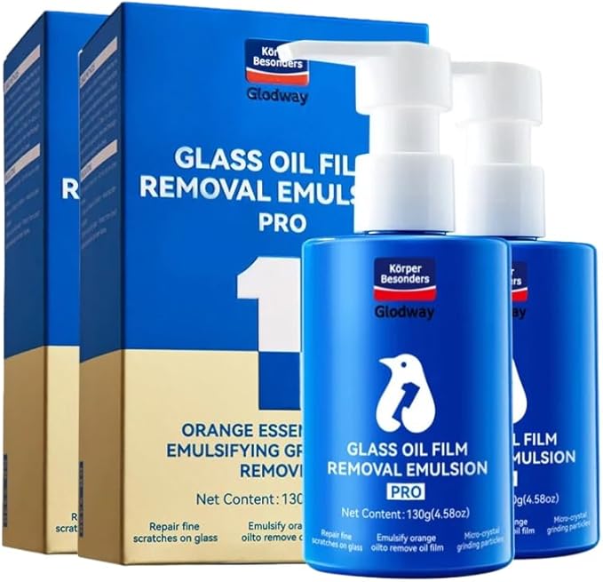 Glodway Glass,Mirror and Window Cleaner for Auto and Home Cleans,Streak-Free,Ammonia-Free,Tint-Safe,4.58 OZ (2 Pack)