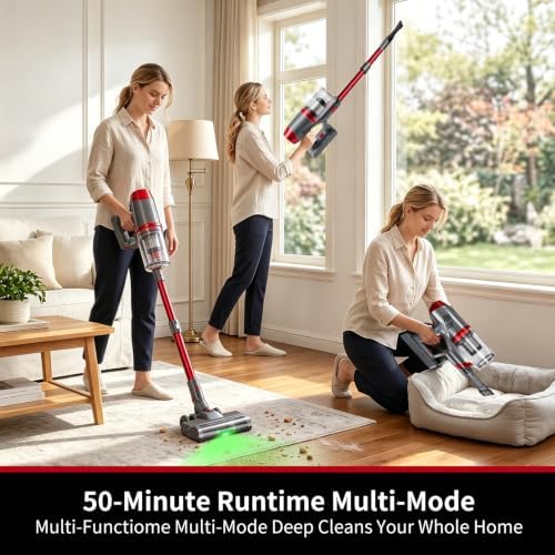 Cordless Vacuum Cleaner For Home Upgraded 250W 50mins Stick Vacuum