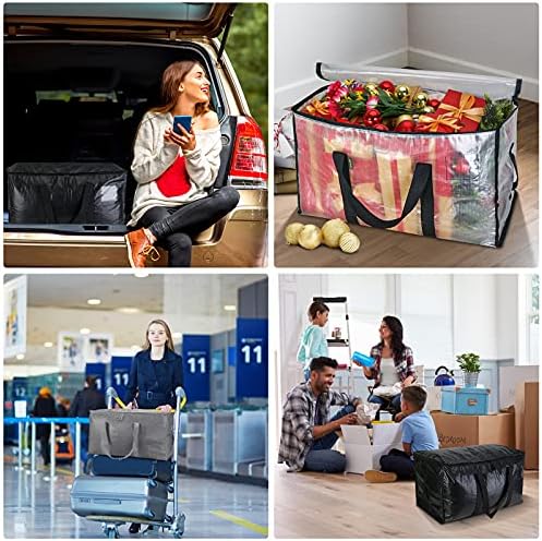 4-Pack Oversized Moving Bags with Reinforced Handles, Heavy-Duty Storage Tote for Clothes, Moving Supplies (Clear, 4-Pack)