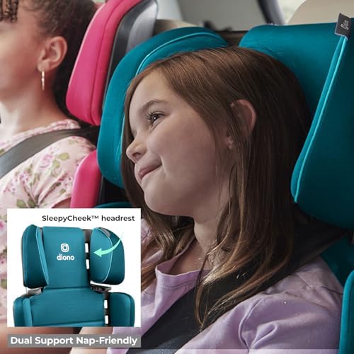 Diono Connect3 RXT 2-in-1 High Back Booster, Slim Fit 3-Across in Many Mid-Sized Sedans and SUVs, for Children from 40-120 lbs., Lightweight with Latch, Blue Razz Ice