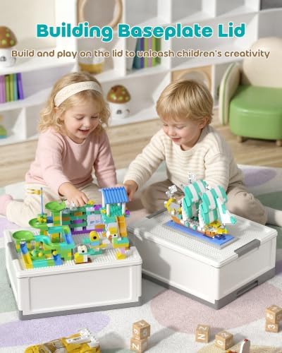 17 QT Storage Box with Building Baseplate Lid and Removable Tray