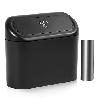 NBTEPEM Car Trash Can with Lid, Mini Auto Garbage Can with 30 Trash Bags, Leakproof Automotive Garbage Container Bin, Mu
