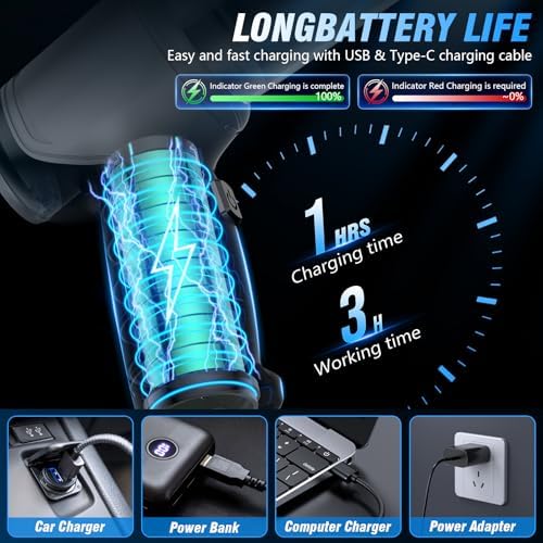 Car Vacuum Cleaner Cordless Rechargeable, Portable Vacuum for Kitchen