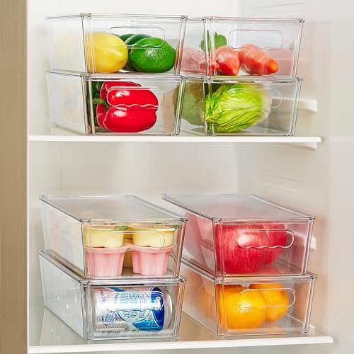 8pcs Clear Stackable Storage Bins with Lids