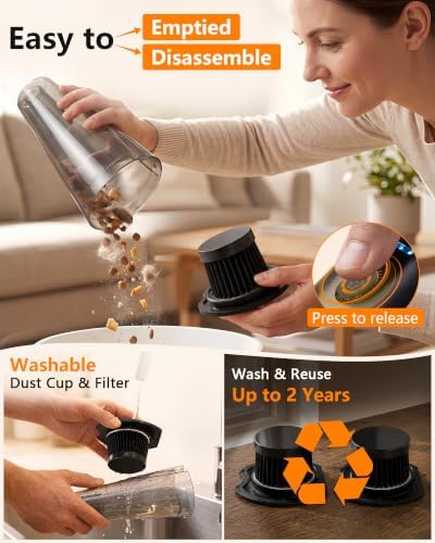 26000Pa Powerful Handheld Vacuum Cordless: 15-Min Quick Cleaning 120㎡ Rooms