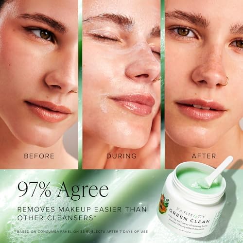 Makeup Remover Cleansing Balm Bundle - Green Clean Waterproof Makeup Remover + Oil Based Cleanser - Gentle Exfoliating Double Cleanser - Melts From Balm to Milky Lather (50ml, 2 Count)