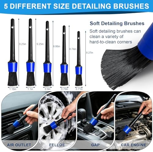26PCS Car Detailing Kit, Car Detailing Brush Set, Car Cleaning Kit, Auto Detailing Tools for Interior Exterior Wheels, Professional Car Wash Accessories with Windshield Cleaning Tool and Storage Bag