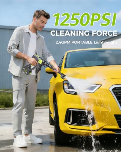 Cordless Car Washer, Lightweight Portable Cleaning Tool with 6-in-1 Nozzle, Battery Powered, Ideal for Small to Medium Cleaning Tasks, Car, Garden & Fence