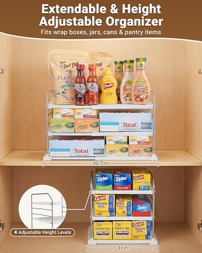 3-Tier Cabinet Organizer, Expandable Shelf for Foil & Wrap Boxes