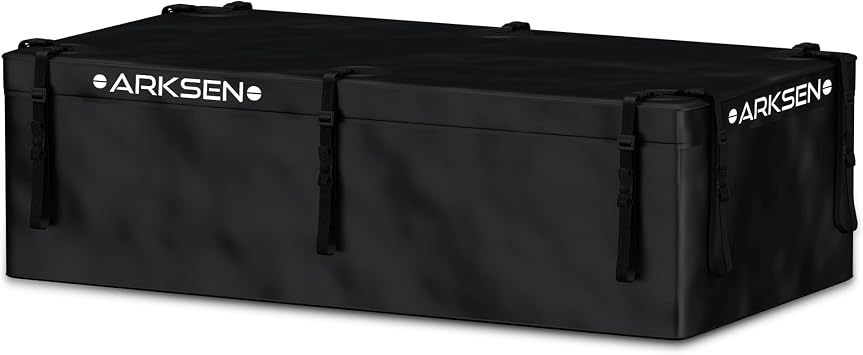 ARKSEN Roof Cargo Carrier Bag, 21.5 Cubic Feet Large Capacity Luggage Storage (62.2" L x 33.07" W x 18.11" H) with 10 St