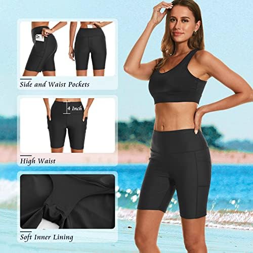 Women's 3''/5''/7''/9''/12'' Swim Board Shorts UPF50+ High Waisted Quick Dry Swimsuit Bottoms with Pockets Liner