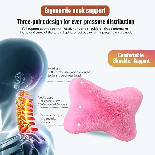 2 Pack Cute Car Neck Pillows Soft Plush Headrest Cushions for Neck Support Adorable Car Interior Decor Accessories(Pink)