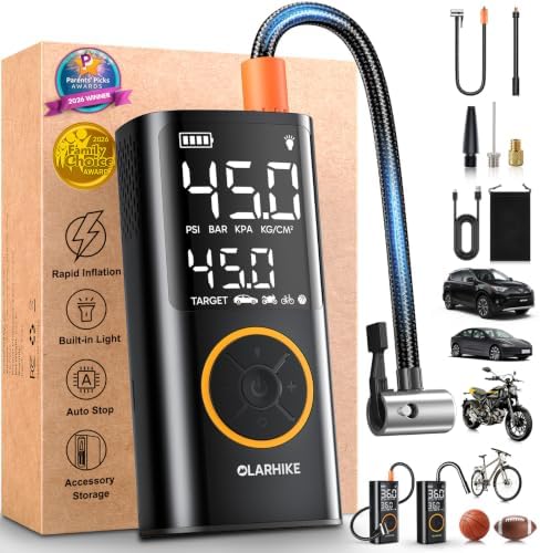 Tire Inflator Portable Air Compressor, Cordless Electric Bike Pump