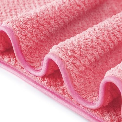Microfiber Bath Towel Set Pack of 2, 35 x 70 Inches - Light Thin Quick Drying Highly Absorbent Bath Towel for Bath, Fitness, Yoga, Travel, Sport and Shower (2PCS Hot Pink)