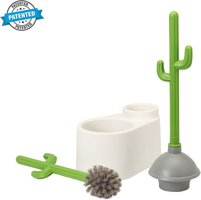 Cactus Toilet Plunger and Brush Set for Bathroom Cleaning - 1 Set