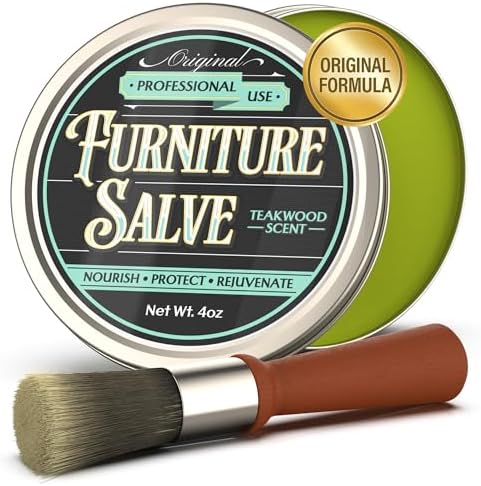 Furniture Salve for Leather - Polisher, Moisturizer, and Restorer for Couches and Furniture - Conditioner for Leather, Wood, and Vinyl - Repair Salve with Brush - 4oz