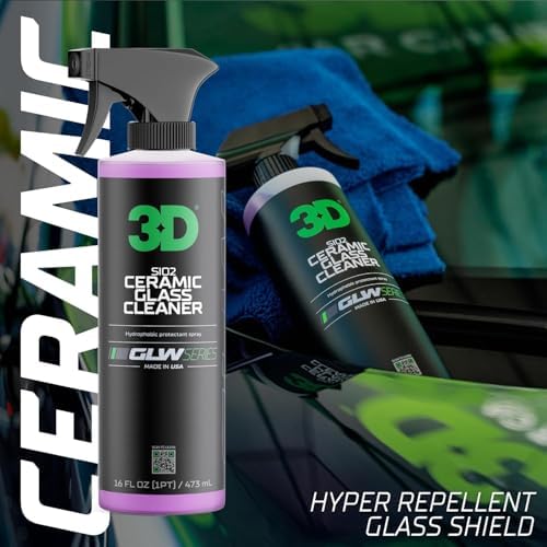 SiO2 Ceramic Glass Cleaner 1 Gallon – Hydrophobic Car Glass Cleaner with Rain Repellency – Optical-Grade Clarity, Streak-Free Shine & Ceramic Protection – Auto Detailing Spray – Made in USA
