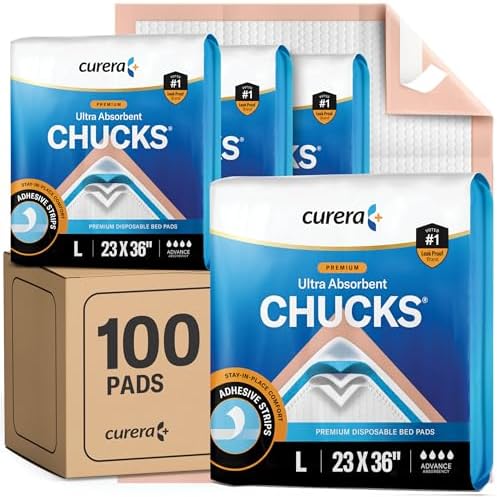 Chucks® Premium Disposable Underpads 23”x36” Ultra Super Absorbent Chux Incontinence Bed Pads Disposable Adult with Adhesive Tape, Pee Pads Pet Training Pads Large 23x36 [100-Pack]