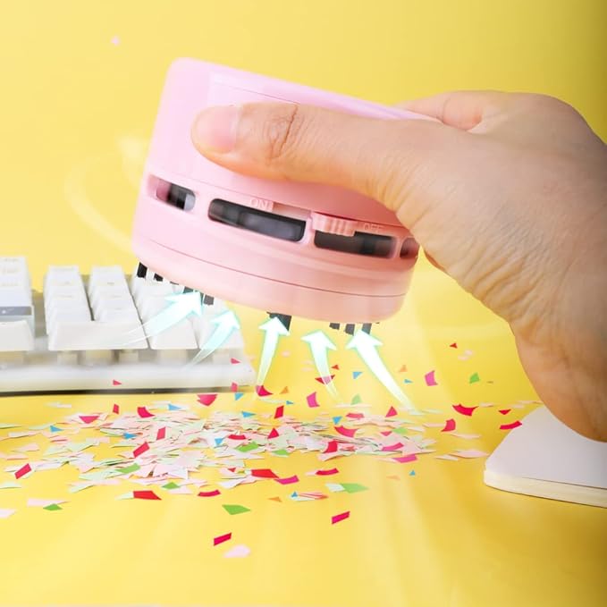 Mini Desk Vacuum Cleaner,Table Crumb Sweeper,Pink Desk Accessories,Portable Cleaning for Home, Office, Cars,Pet Hairs
